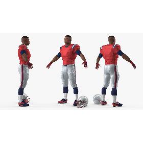 American Football Player T-Pose Fur 3D model